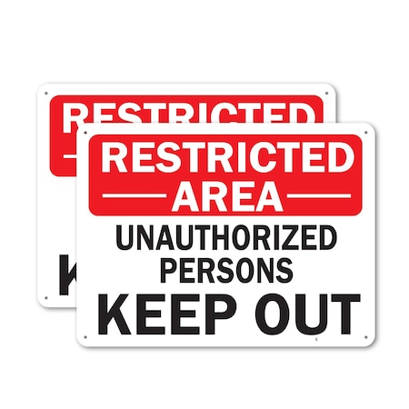 Signmission Restricted Area Unauthorized People Keep Out OSHA ANSI Sign, Plastic, 10in W x 7in L, 2PK OS-2PACK-MISC-P-710-L-19512
